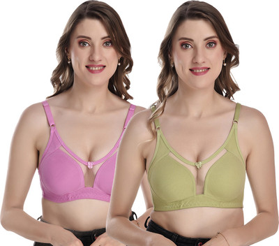 Viral Girl NA Women Full Coverage Non Padded Bra(Light Green, Pink)