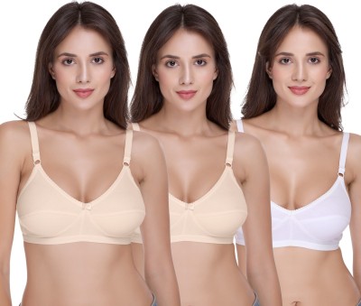 SONA H-04 full coverage seamed non padded bra Women Full Coverage Non Padded Bra(White, Beige)