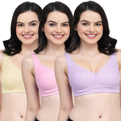 COLLEGE GIRL CG1214 Double Layered Women Everyday Non Padded Bra(Purple, Pink, Beige)