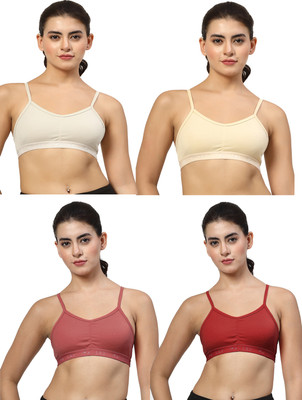 LILY stropsyliad Women Sports Non Padded Bra(Beige, White, Maroon, Maroon)