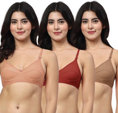 LILY anpas Women Everyday Non Padded Bra(Brown, Maroon, Brown)