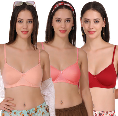 FigureFit SoftPad Women T-Shirt Lightly Padded Bra(Orange, Red, Maroon)