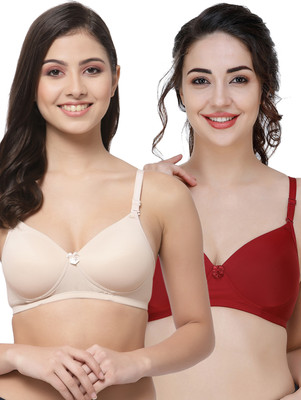 COLLEGE GIRL CGPAD1216-CGPAD1206 Women T-Shirt Lightly Padded Bra(Beige, Maroon)