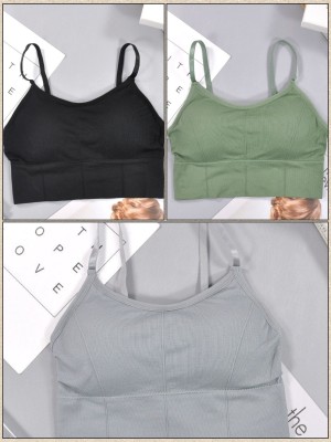 texello Women T-Shirt Lightly Padded Bra(Black, Green, Grey)