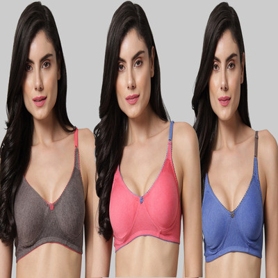 Mollis Women T-Shirt Non Padded Bra(Multicolor)