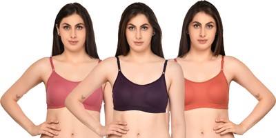ASHMIRAS Women Sports Non Padded Bra(Orange, Pink, Purple)