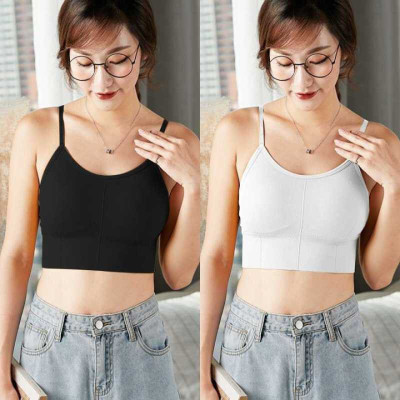 zoxen Women Cami Bra Lightly Padded Bra(Black, White)