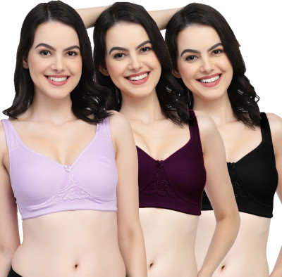 COLLEGE GIRL CG1214Mino Women Minimizer Non Padded Bra(Purple, Purple, Black)