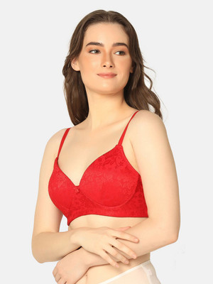 Curvy Love Seamless Tshirt Women T-Shirt Lightly Padded Bra(Red)