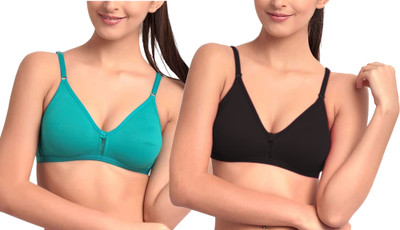 Fabitude Self Design Women Everyday Non Padded Bra(Black, Green)