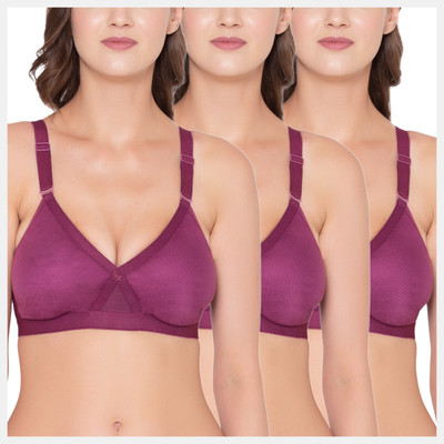 SOUMINIE Souminie Seamless Non Padded Cross-fit Minimiser T-Shirt Bra Women Minimizer Non Padded Bra(Purple)