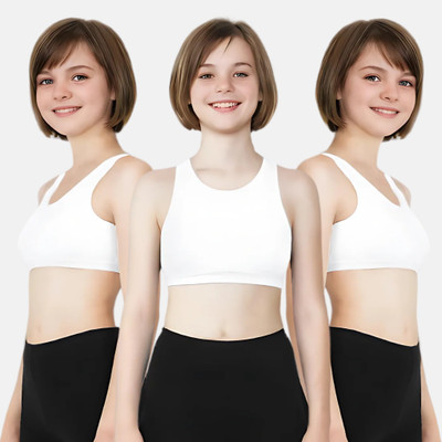 Adira Girls Training/Beginners Non Padded Bra(White)
