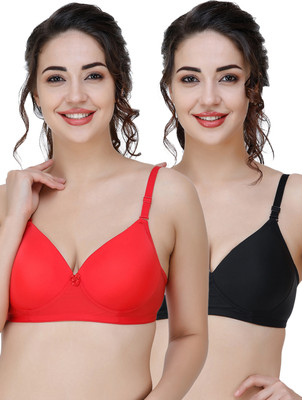 COLLEGE GIRL Hellopad ComboPO2 Women Everyday Lightly Padded Bra(Red, Black)
