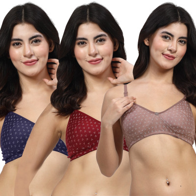 LILY itidaMino Women T-Shirt Non Padded Bra(Brown, Maroon, Dark Blue)