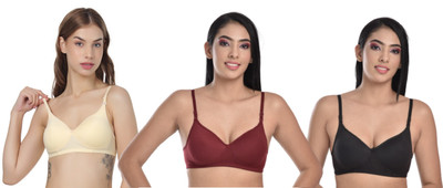 CALCADOS Women Everyday Lightly Padded Bra(Beige, Black, Maroon)