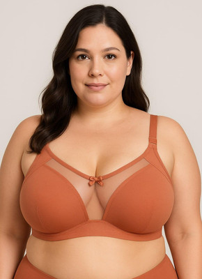 elina crafted from cotton and hosiery materia stretchable fit Women Full Coverage Non Padded Bra(Brown)