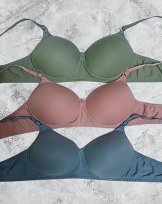 velvetcharm Zoya Women Full Coverage Lightly Padded Bra(Pink, Green, Blue)