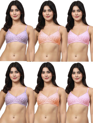 LILY 100PL Women T-Shirt Non Padded Bra(Purple, Orange, Pink)