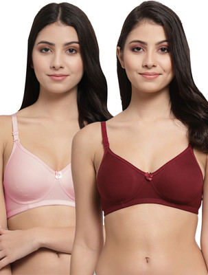 Docare Women T-Shirt Lightly Padded Bra(Maroon, Pink)