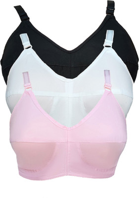 teenager Women Full Coverage Non Padded Bra(Black, White, Pink)