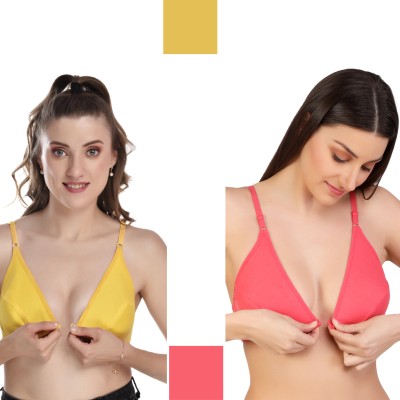 CLOUDfashionHub Comfirtable & New Sexy & Hot Looking Front Hook Open Bra For Women's PK-2 Women Everyday Non Padded Bra(Multicolor)