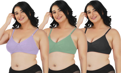 Kesar Lingeries Pack of 3 Women Everyday Non Padded Bra (Multicolor) Women Everyday Non Padded Bra(Multicolor)
