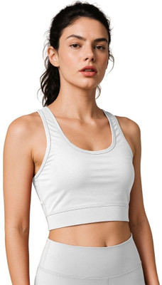ENTERPRISEAD Full Coverage Bounce-Control Athletic Bra Women Sports Non Padded Bra(White)
