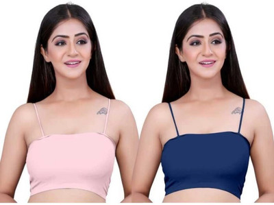 ZORWERN Women Cami Bra Lightly Padded Bra(Pink, Dark Blue)
