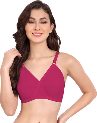 FIMS Women Cotton Blend Solid Non-Padded Pink Women Everyday Non Padded Bra(Pink)