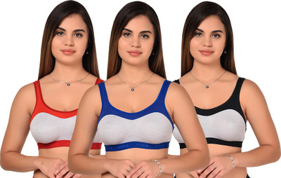 Yana Women Sports Non Padded Bra(Black, Red, Blue)