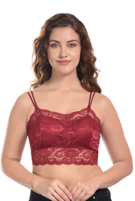 VALZER women bra Bralette Net Design, Bra Lightly Padded bra for women Women Full Coverage Lightly Padded Bra(Maroon)