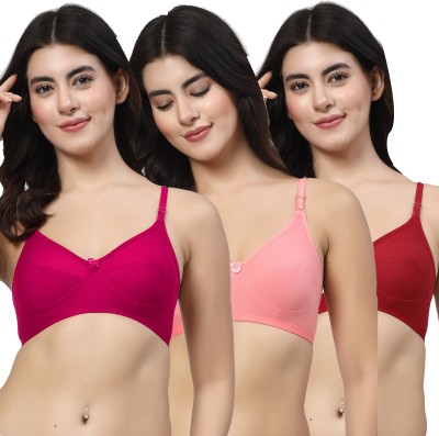 LILY Enimsaj Women Everyday Non Padded Bra(Pink, Red, Maroon)