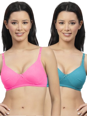 Shyam Sons FLAIR Double Layered 0636 Women T-Shirt Non Padded Bra(Pink, Green)