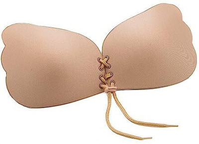 DHAVJ Women's Silicone Gel Stick-On Bra Push up Design Strapless Adhesive Bra Women Stick-on Lightly Padded Bra(Beige)