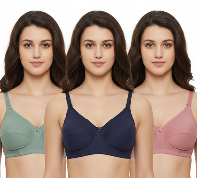 Fantastik Non Padded Full Coverage Seamed-Cap T- Shirt Bras Women Full Coverage Non Padded Bra(Maroon, Dark Blue, Pink)