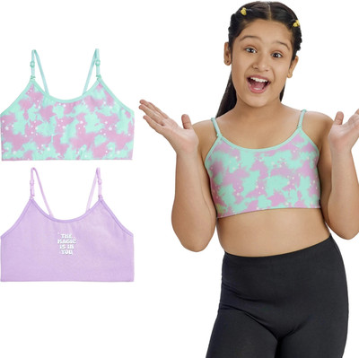 YouGotPlanB Tyedye Girls Training/Beginners Non Padded Bra(Purple, Green)