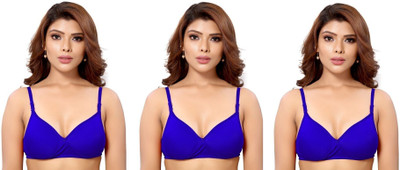 Shree Brahmani Corporation Women's Cotton Blend Full Comfortable Non-Padded Chami Bra For Everyday Wear Women Everyday Heavily Padded Bra(Blue)