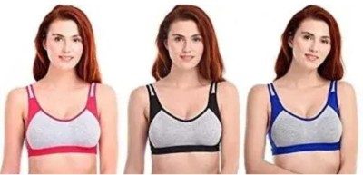 Hamza Exports Women Full Coverage Non Padded Bra Women Sports Non Padded Bra(Blue, Pink, Black)