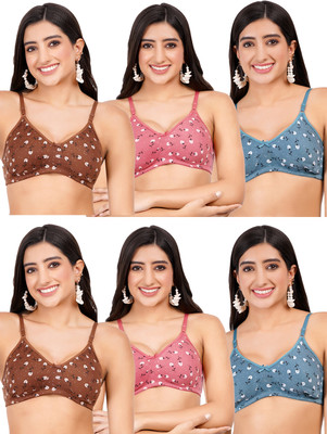 FigureFit RoseMould Women T-Shirt Non Padded Bra(Brown, Pink, Blue)