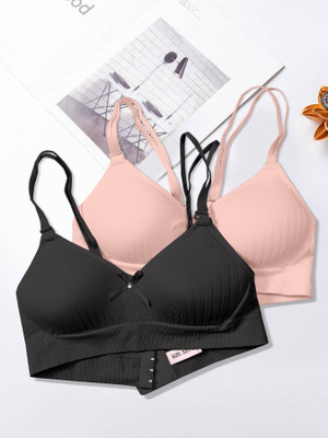 NAGARVEL CREATION G/309-BLK/PNK-P02-32 Women Push-up Lightly Padded Bra(Multicolor)