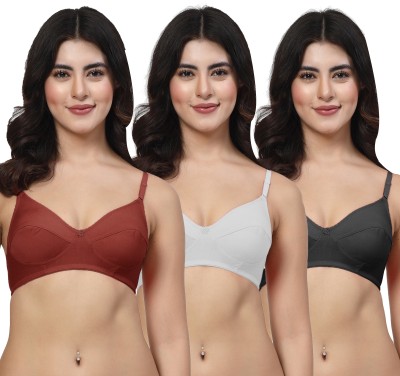 LILY manoop Women Everyday Non Padded Bra(Maroon, White, Black)