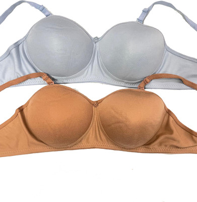 CSU Women T-Shirt Lightly Padded Bra(Brown, Silver)