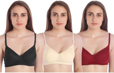 senoprime Seamless Molded Women Full Coverage Lightly Padded Bra(Black, Beige, Maroon)