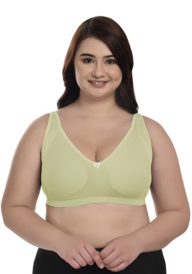 elina Crafted from cotton-Lycra blend, this non-padded, stretchable bra offers comfort Women Full Coverage Non Padded Bra(Light Green)