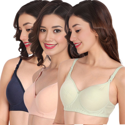 Liigne Women Everyday Padded Bra (Pack Of 3) for T-Shirt Saree Dress Sports Garment Women Full Coverage Lightly Padded Bra(Dark Blue)