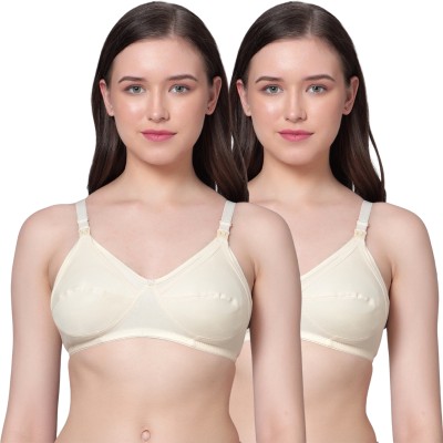 Aimly Women Cotton Non-Padded Non-Wired Nursing Feeding Maternity Bra Combo Pack of 2 Women Maternity/Nursing Non Padded Bra(Beige)