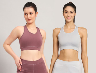 BEING RUNNER Women Sports Non Padded Bra(Grey, Purple)