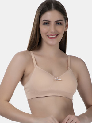 TOMKOT Padded Seamless soft fabric Women Training/Beginners Lightly Padded Bra(Beige)
