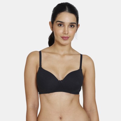 ZIVAME Women T-Shirt Lightly Padded Bra(Black)