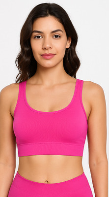 HRSOFT HRSFT-SPRTS-SINKR-PC-DRKPNK-38B Women Sports Non Padded Bra(Pink)